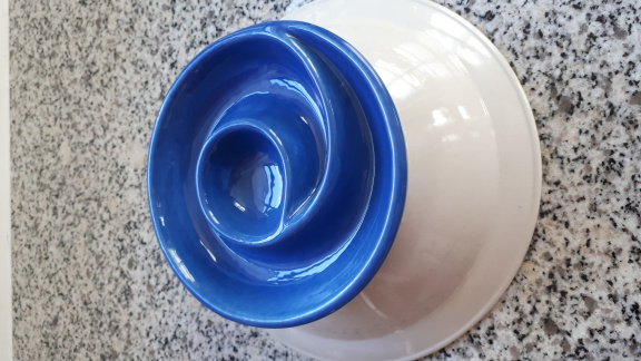 Etagere Fruity Flower van Serviesdelen, Fruitschaal op voet, blauw - Afbeelding 3