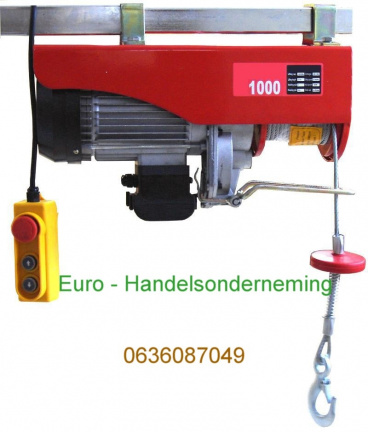 El. takel, max 1000 kg hefgewicht afstandsbed. 230 V 1600 W,
