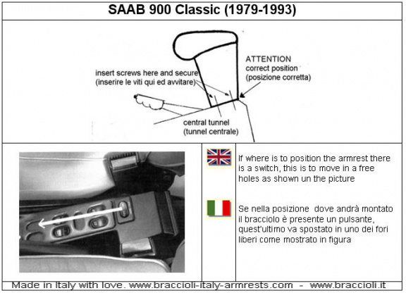 Armsteun Saab 900 Classic 87-94 skai Braccioli - Afbeelding 5
