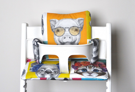 Gecoate stoelverkleiner kussens voor stokke tripp trapp kinderstoel 'Funny animal' - nr. 1