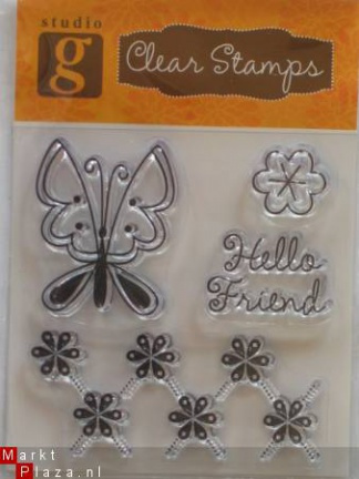 OP=OP studio G clear stempel hello friend