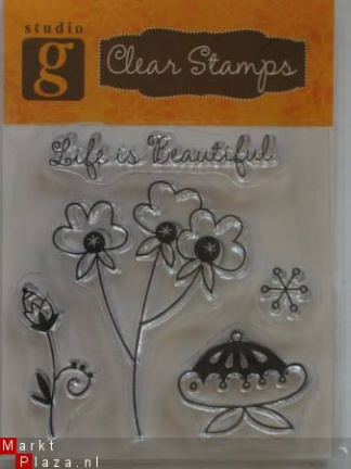 OP=OP studio G clear stempel life is beautiful