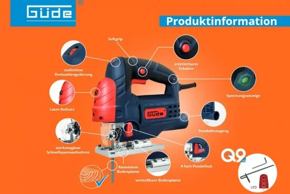 Profi decopeerzaag 800 W met LED verlichting en laser