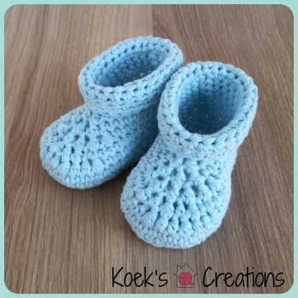 Gehaakte babyslofjes | baby slofjes | blauw | NIEUW! - nr. 1