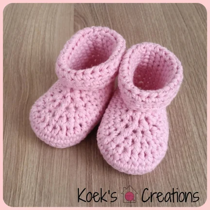 Gehaakte babyslofjes | baby slofjes | roze | NIEUW! - nr. 1