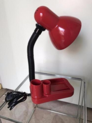 Vintage buro lamp rood met pennenbakje (seventies) flexibele buigbare hals. - nr. 1