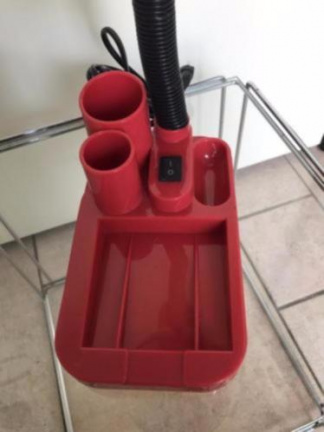 Vintage buro lamp rood met pennenbakje (seventies) flexibele buigbare hals. - Afbeelding 4