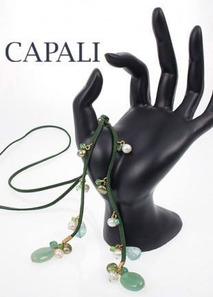 No 214 Collier met echte parels en aventurin 68 cm - nr. 1