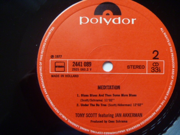 Tony Scott - Featuring Jan Akkerman – Meditation - jazzLP 1977 - Afbeelding 4