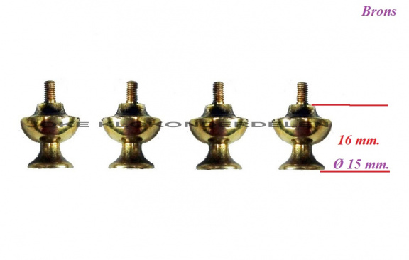 === 4 Klokstel pootjes = brons = gebruikt === 36012
