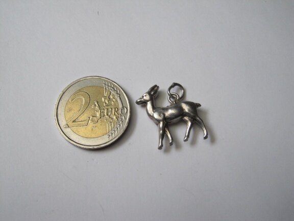 Zilveren bedel hert / antilope 2.1x2.2 cm - Afbeelding 2