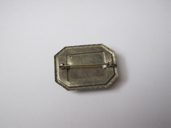 Broche antiek zilverkleurig besjes takjes op parelmoer achter glas venster 3.5x2.6 cm. - Afbeelding 7
