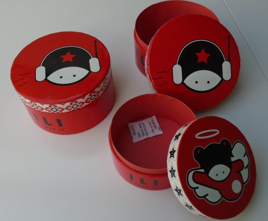 OPBERGDOOS, CADEAU DOOS ILI-I-LOVE-IT 2 DLG SET ROND ROOD NIEUW