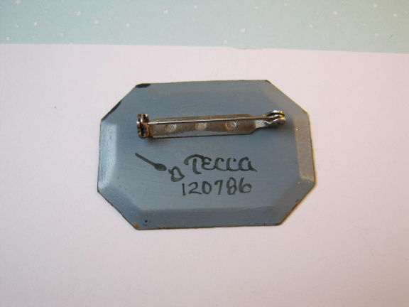 Broche beschilderde bloemen dienblaadje model 4.9x3.5 cm - Afbeelding 7
