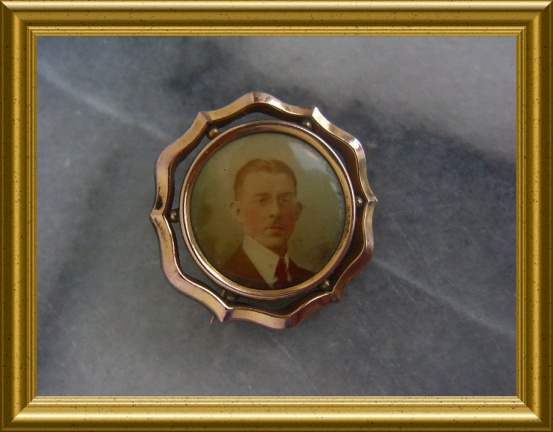 Oude doublé foto broche : man met lorgnet / halve bril - Afbeelding 3
