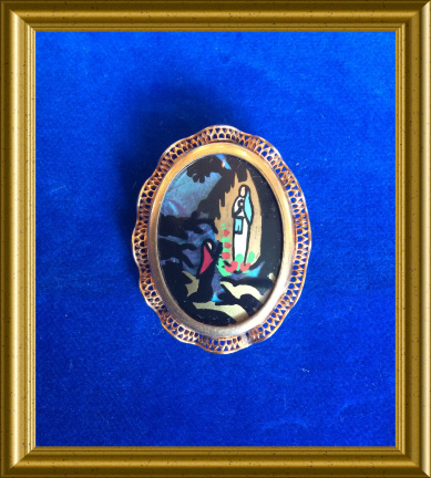 Oude broche : Lourdes, vlindervleugels, butterfly wings brooch - Afbeelding 2