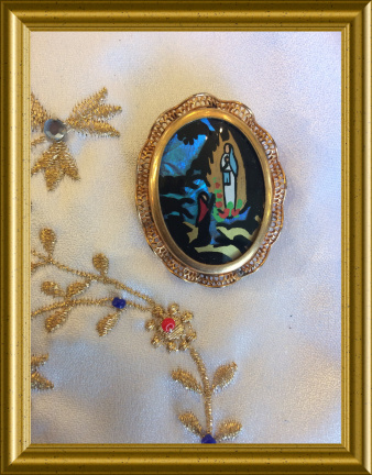Oude broche : Lourdes, vlindervleugels, butterfly wings brooch - Afbeelding 4