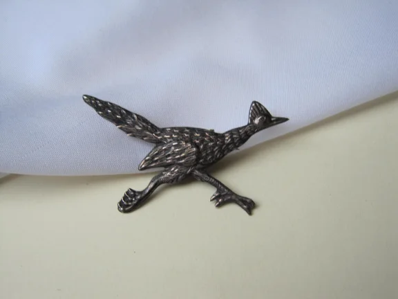 Zilveren broche roadrunner vogel 5.1x2.7 cm - Afbeelding 2