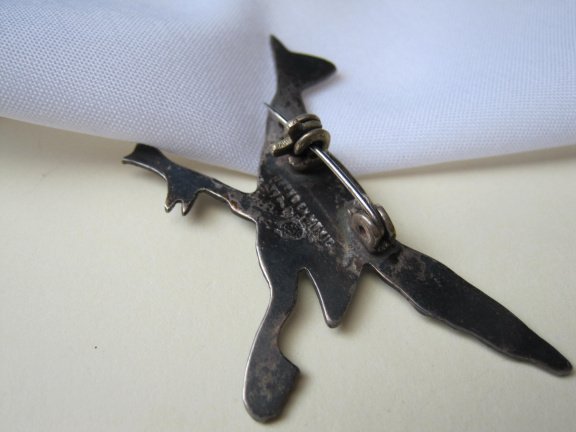 Zilveren broche roadrunner vogel 5.1x2.7 cm - Afbeelding 3