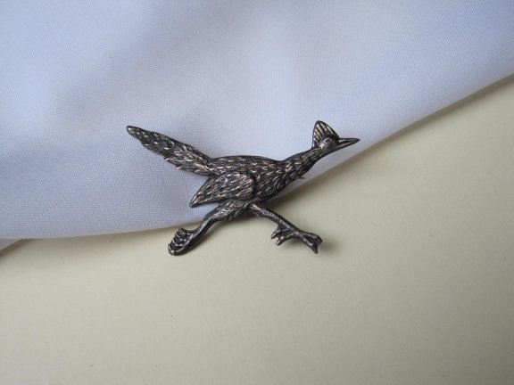 Zilveren broche roadrunner vogel 5.1x2.7 cm - Afbeelding 7