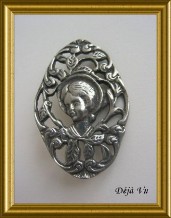 Mooie tinnen (94%) broche // vintage pewter brooch - Afbeelding 2