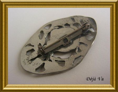 Mooie tinnen (94%) broche // vintage pewter brooch - Afbeelding 3