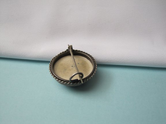 Zilveren broche antiek Delfts blauwe porselein 2.2x2.2 cm - Afbeelding 6