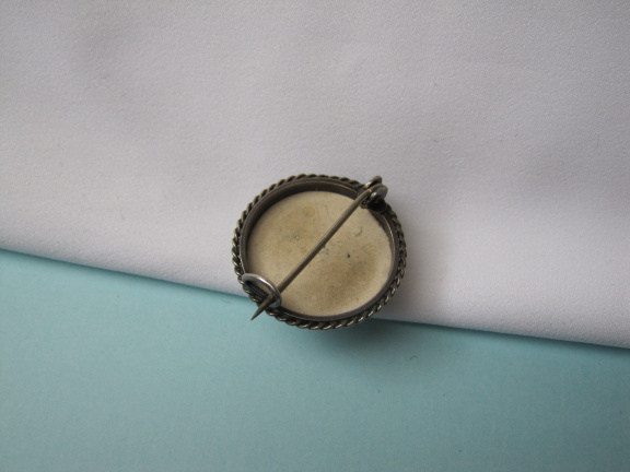 Zilveren broche antiek Delfts blauwe porselein 2.2x2.2 cm - Afbeelding 7