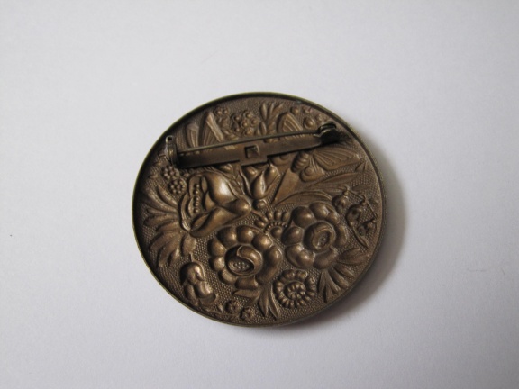 Broche bronskleurig met emaille vlinders op bloemen 4.5 cm - Afbeelding 4