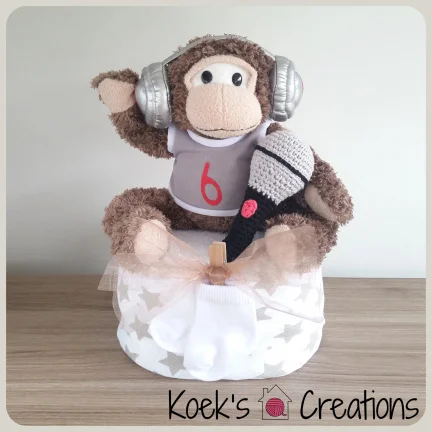 Luiertaart aap met microfoon | Van €29,95 voor €22,95 | OP = OP! - nr. 1
