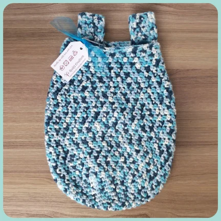 Gehaakte opbergzak van blauw gemêleerd garen | Van €19,95 voor €14,95 - nr. 1
