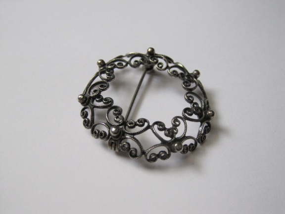 Zilveren broche ragfijn bewerkt Beau Sterling 3.7 cm. - Afbeelding 5
