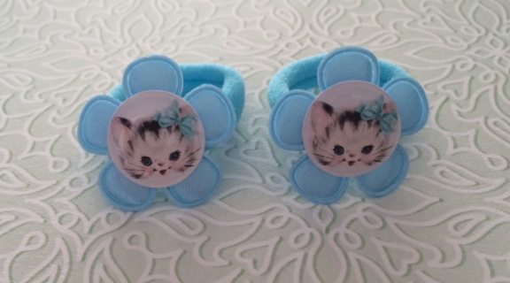 haar elastiekjes poesje blauw setje 2 stuks - nr. 1