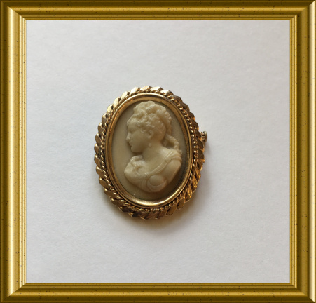 Vintage broche : glas camee - Afbeelding 3