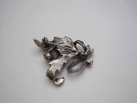 Broche zilverkleurige schotse distel paarse rijnsteen 3.5x3.6 cm - Afbeelding 5