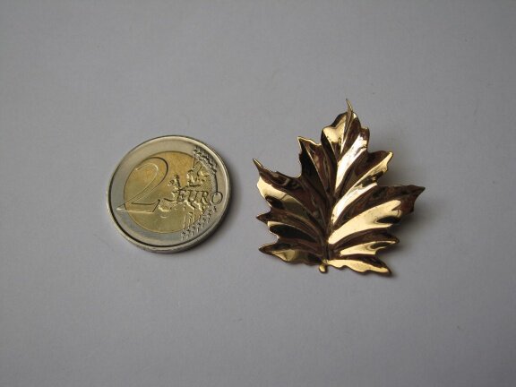Zilveren verguld broche Coro vergulde bladbroche 3.4x3.3 cm. - Afbeelding 4