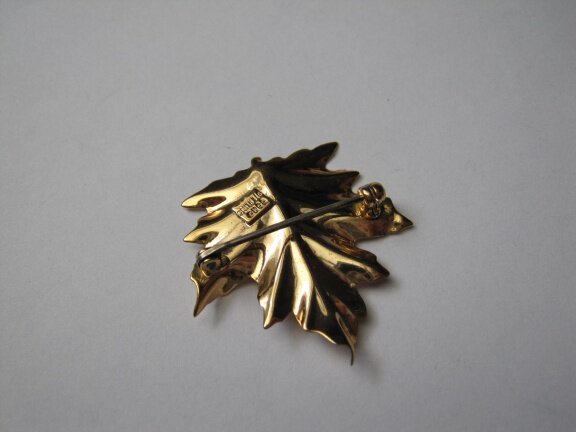 Zilveren verguld broche Coro vergulde bladbroche 3.4x3.3 cm. - Afbeelding 5
