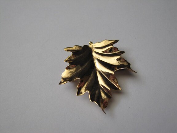 Zilveren verguld broche Coro vergulde bladbroche 3.4x3.3 cm. - Afbeelding 7