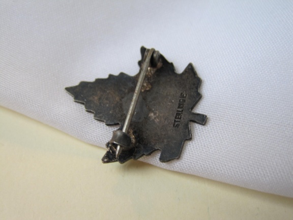 Zilveren broche maple leaf Canadese Esdoorn in herfstkleuren emaille 2.5x2.2 cm - Afbeelding 5
