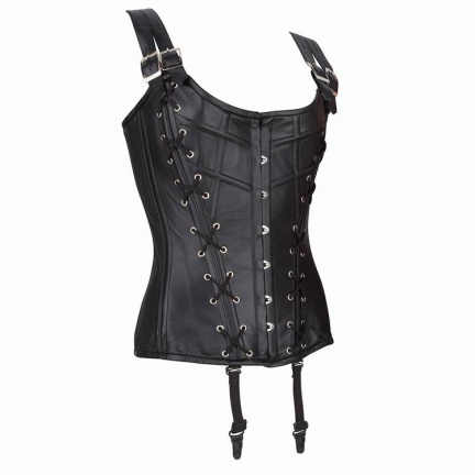 Echt leren corset model 04 zwart in xs t/m 10xl - nr. 1