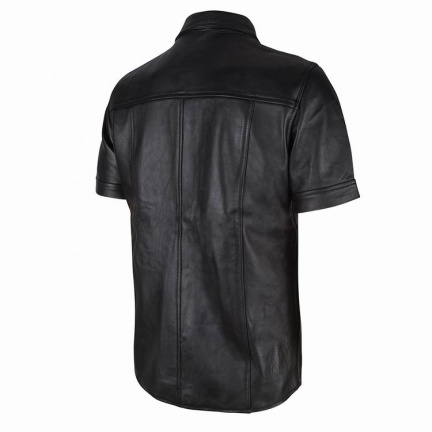 Fraai zwart leren overhemd in small t/m 6xl - Afbeelding 2