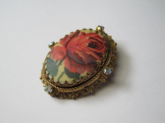 Broche antieke camee roos afbeelding /Germany 5.2x4.1 cm. - Afbeelding 2