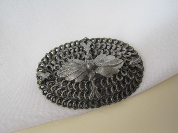 Broche zilverkleurig lusjes patroon 5.9x4.0 cm - Afbeelding 5