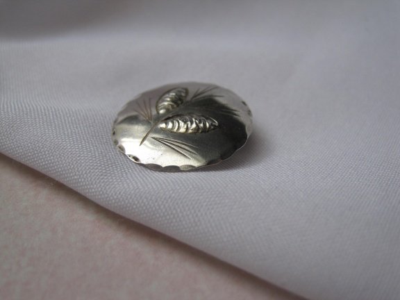 Zilveren broche antiek denneappels 1.8 cm Stuart Nye - Afbeelding 3