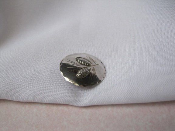 Zilveren broche antiek denneappels 1.8 cm Stuart Nye - Afbeelding 4