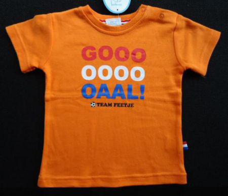 T-Shirt oranje Goooaaaal maat 74 - nr. 1