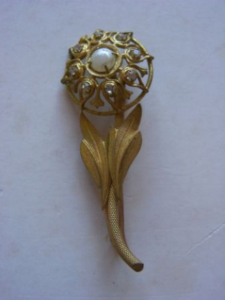 Oude broche : bloem - Afbeelding 2