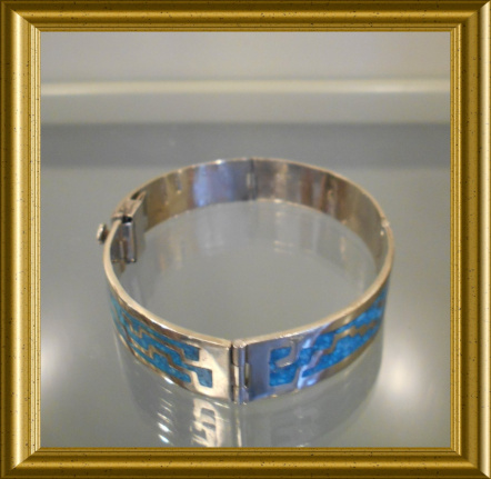 Mooie alpacca armband : turkoois, Mexico // beautiful alpacca bracelet, turquoise, Mexico - Afbeelding 5