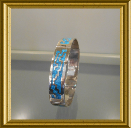 Mooie alpacca armband : turkoois, Mexico // beautiful alpacca bracelet, turquoise, Mexico - Afbeelding 6