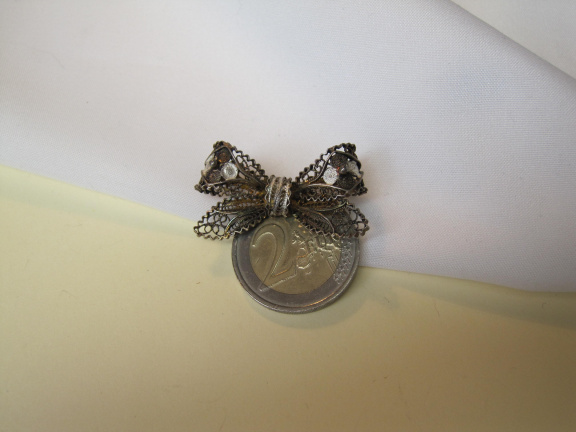 Zilveren broche antiek filigrain strikmodel 3.4x1.8 cm - Afbeelding 3